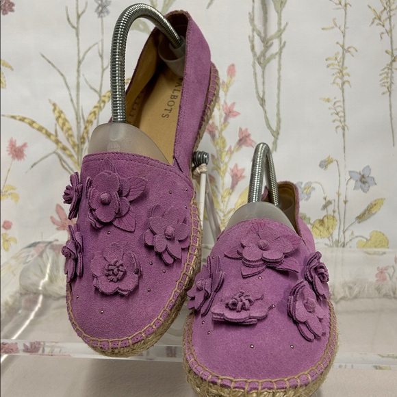 🌸Suede Espadrilles Womens lavender 3D Flowers Whimsy Cottage Fairy Boho - Picture 1 of 10